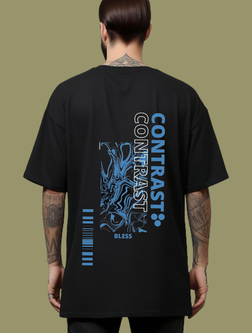 Contrast Sırt Baskılı Oversize Tişört