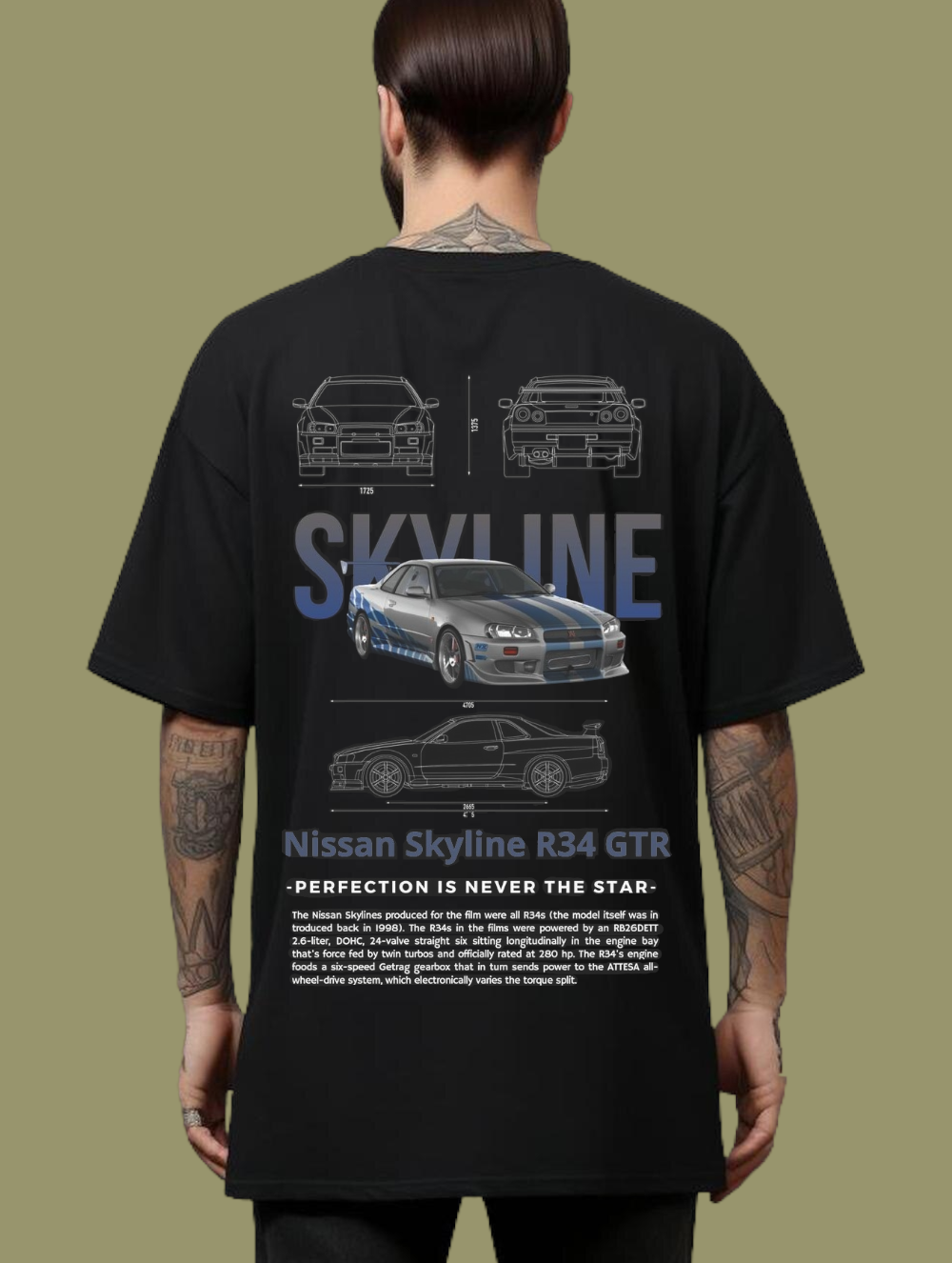 Nissan Skyline GTR34 Oversize Tişört
