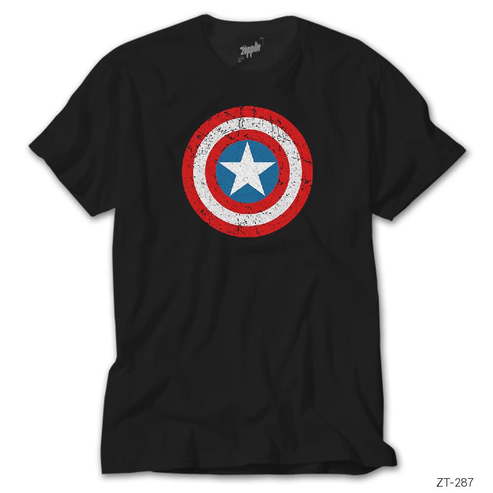 Crows Gate Captain America Kalkan Siyah Tişört