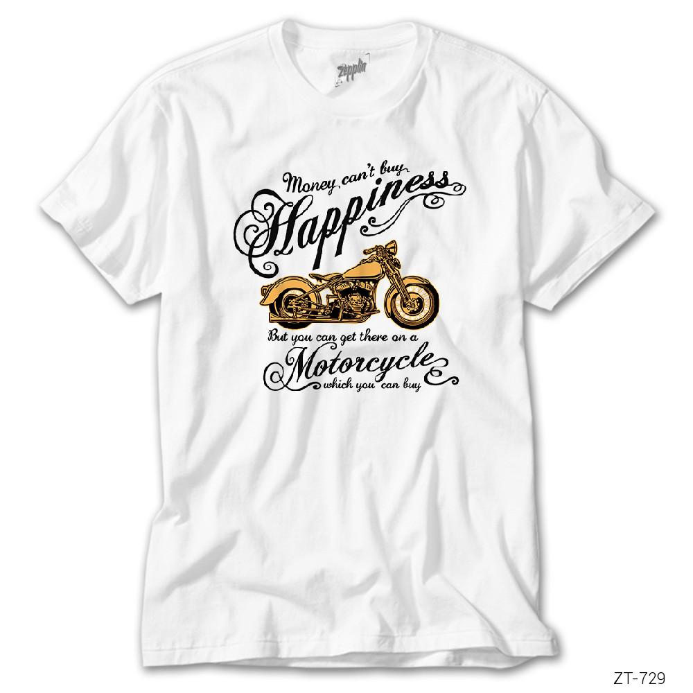 CrowsGate Happines Motorcycle Beyaz Tişört