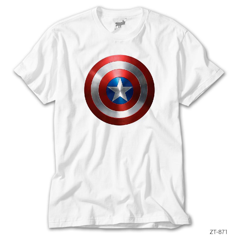 Crows Gate Captain America Sheild Metal Beyaz Tişört