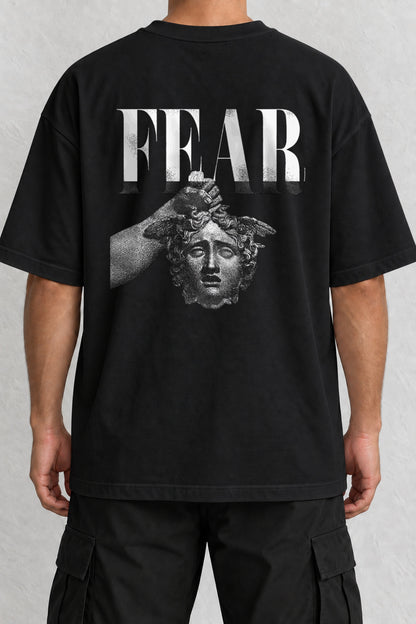 CrowsGate Fear Medusa Sırt Baskılı Oversize Siyah Tişört — ürün görseli 1