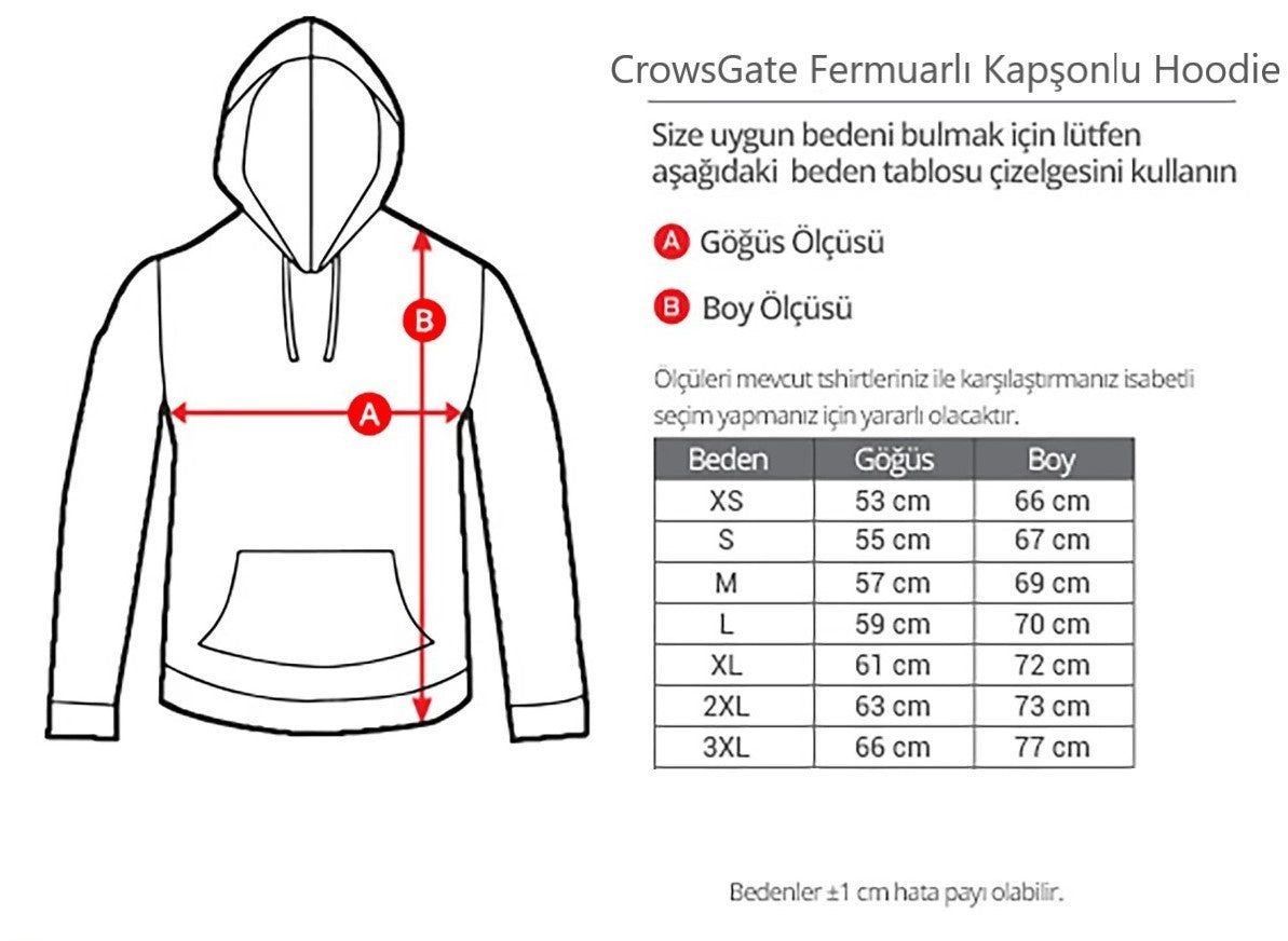 Sanat Tema Baskılı Fermuarlı Hoodie