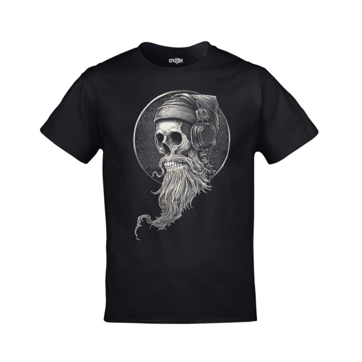 Hipster Skull Sakallı Kurukafa clup Siyah Tişört