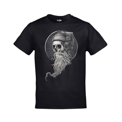Hipster Skull Sakallı Kurukafa clup Siyah Tişört