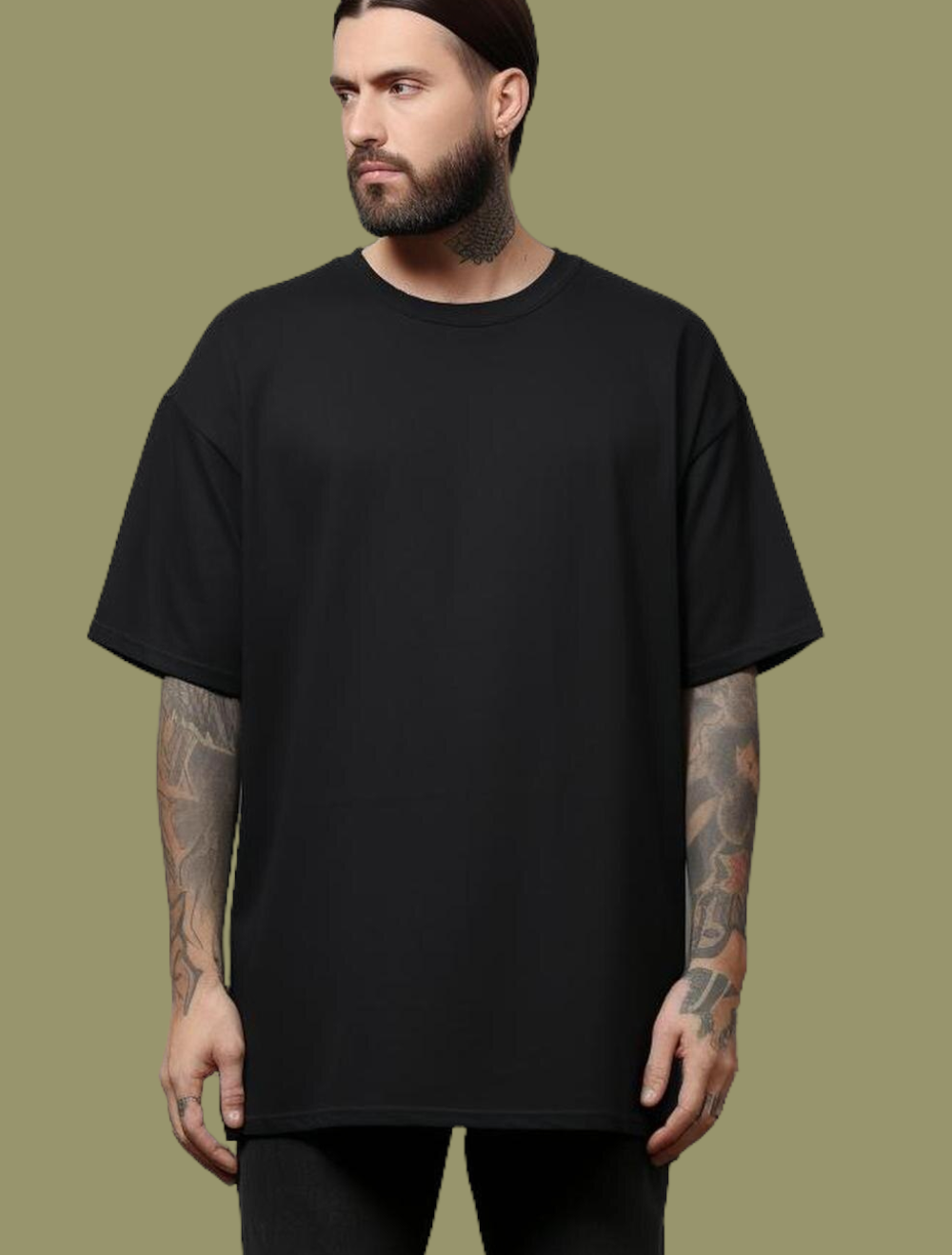 Yılan Sırt Baskılı Oversize Tişört