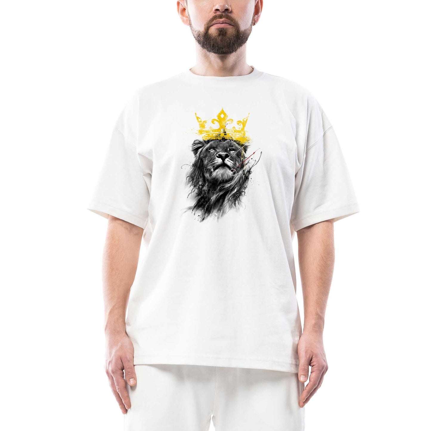 Aslan Kral Oversize Beyaz Tişört