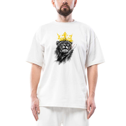 Aslan Kral Oversize Beyaz Tişört