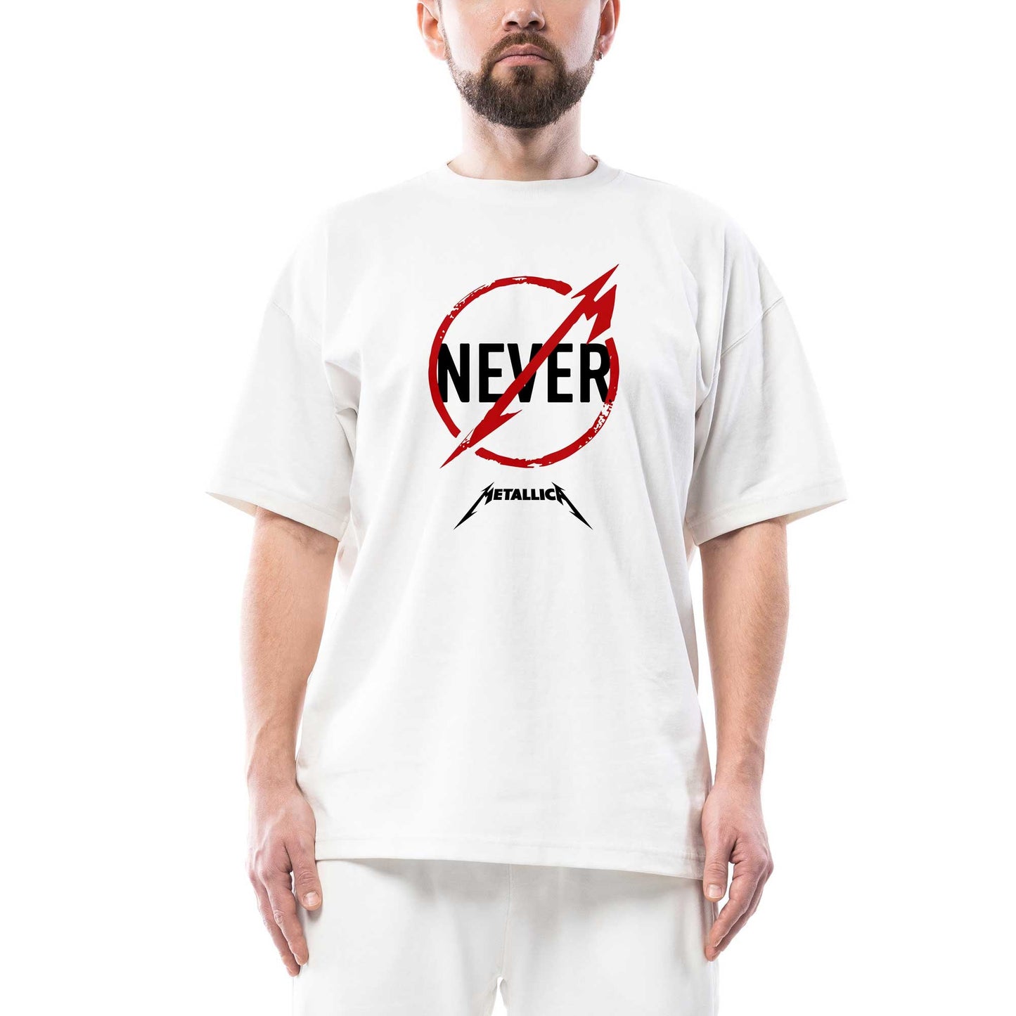 Metallica Never Oversize Beyaz Tişört