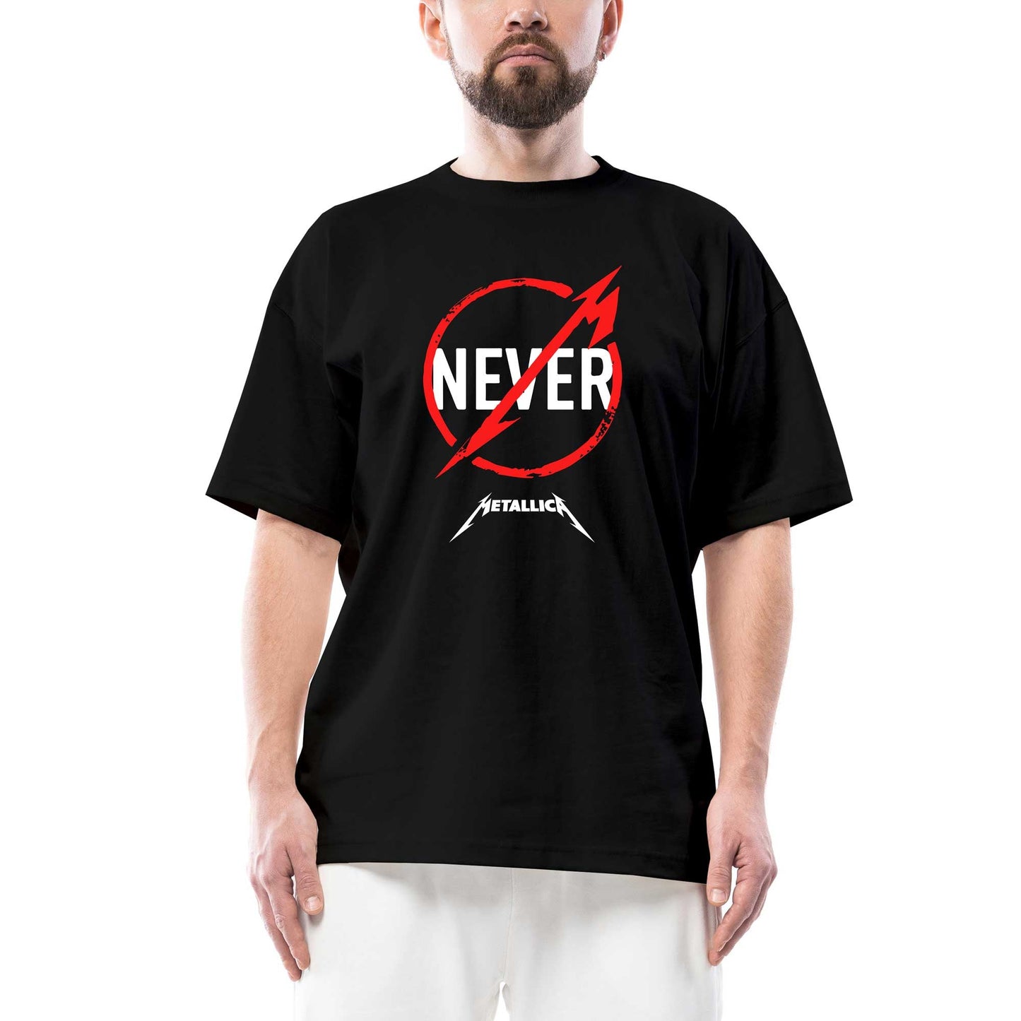 Metallica Never Oversize Siyah Tişört