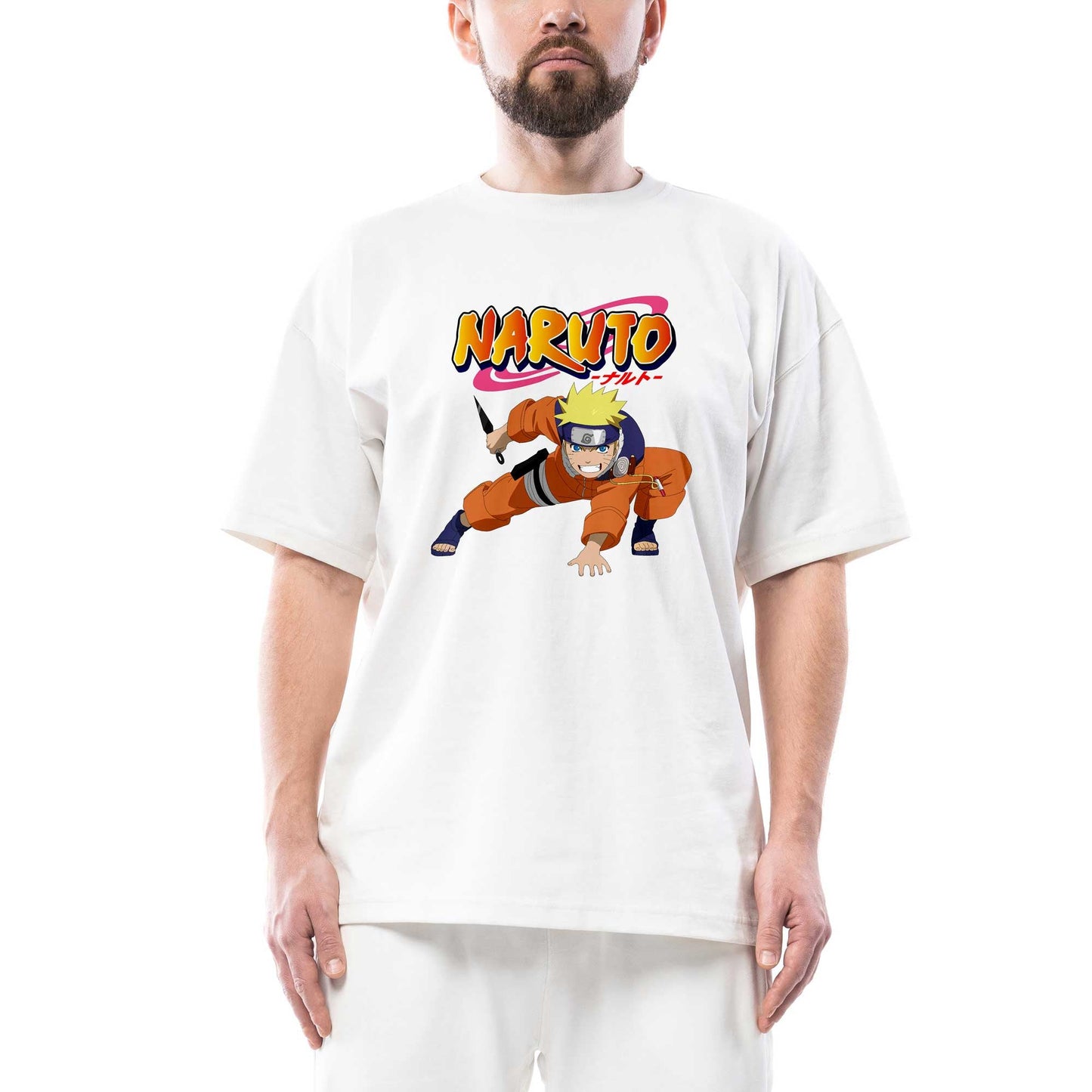 Naruto Oversize Beyaz Tişört