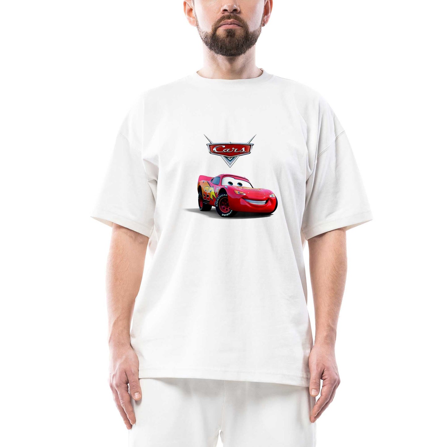 Şimşek McQueen Oversize Beyaz Tişört