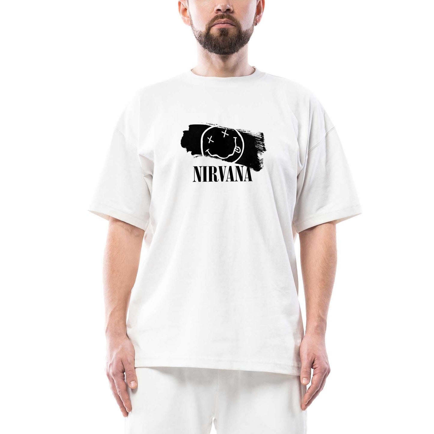Nirvana Splash Oversize Beyaz Tişört