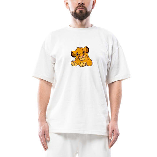 Aslan Kral Minik Simba Oversize Beyaz Tişört