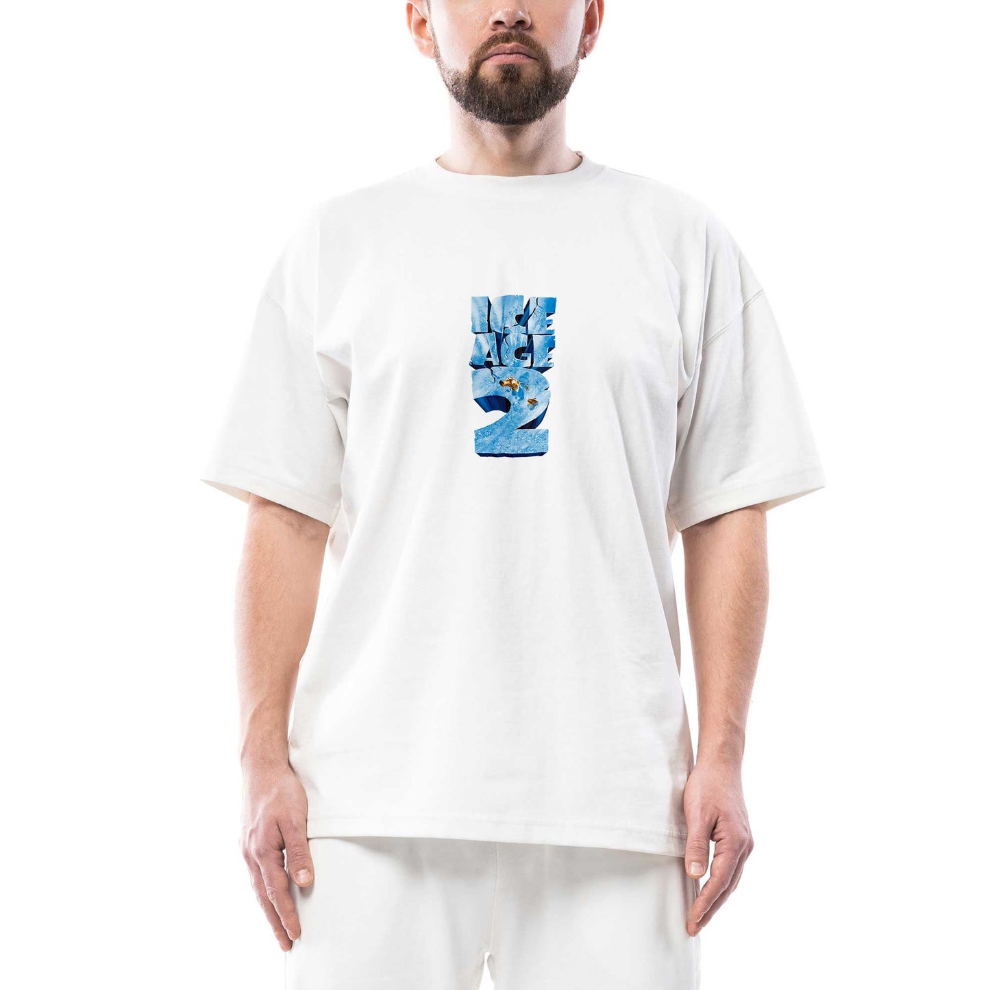 Buz Devri Logo 2 Oversize Beyaz Tişört