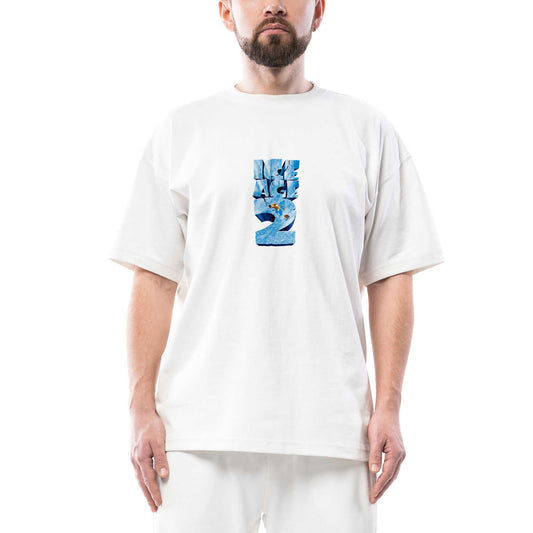 Buz Devri Logo 2 Oversize Beyaz Tişört