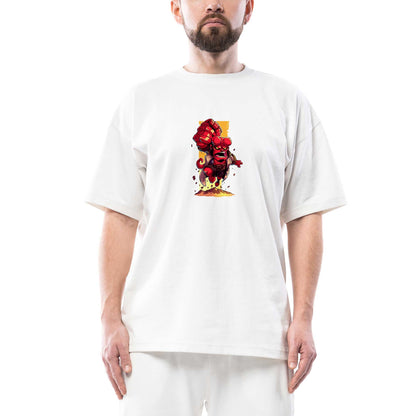 HellBoy Cartoon Oversize Beyaz Tişört