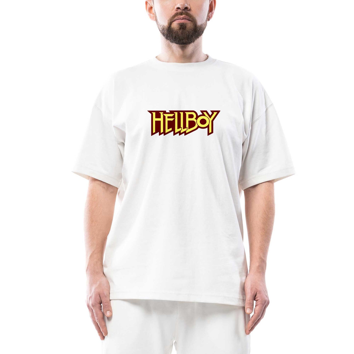 HellBoy Logo Oversize Beyaz Tişört
