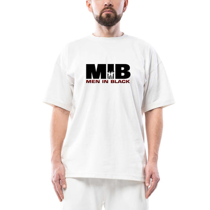 Men in Black Logo 3 Oversize Beyaz Tişört