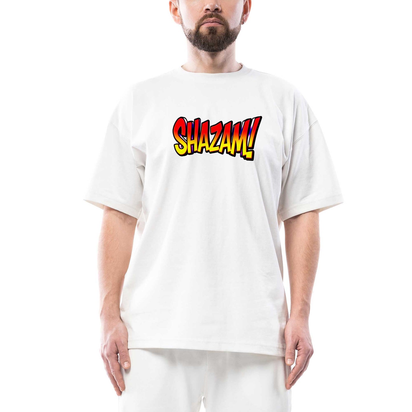 Shazam Logo 2 Oversize Beyaz Tişört