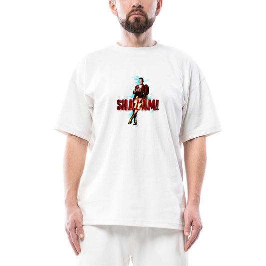 Shazam Man Oversize Beyaz Tişört