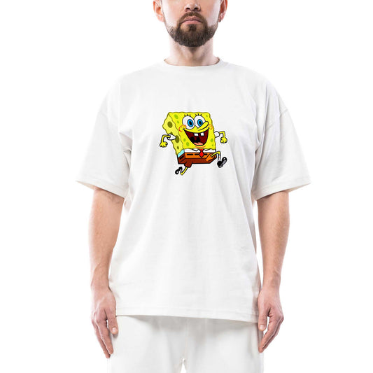 Spongebob Happy Oversize Beyaz Tişört