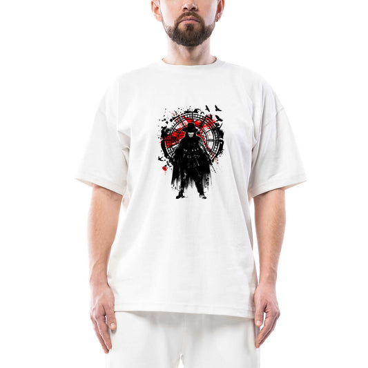 V for Vendetta Rose Oversize Beyaz Tişört