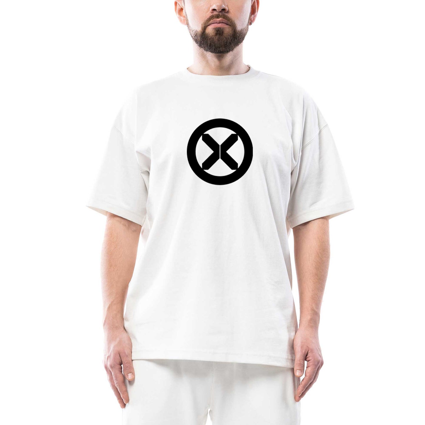 X Men Logo Oversize Beyaz Tişört