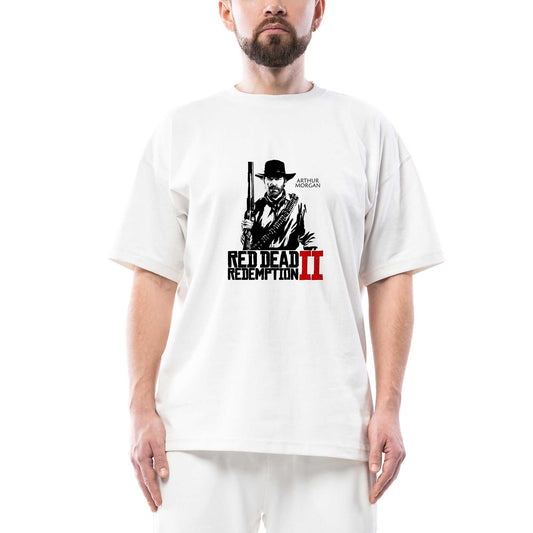 Red Dead Redemption 2 Oversize Beyaz Tişört