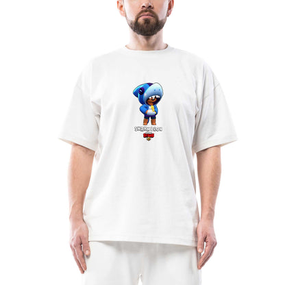 Brawl Stars Shark Leon Oversize Beyaz Tişört