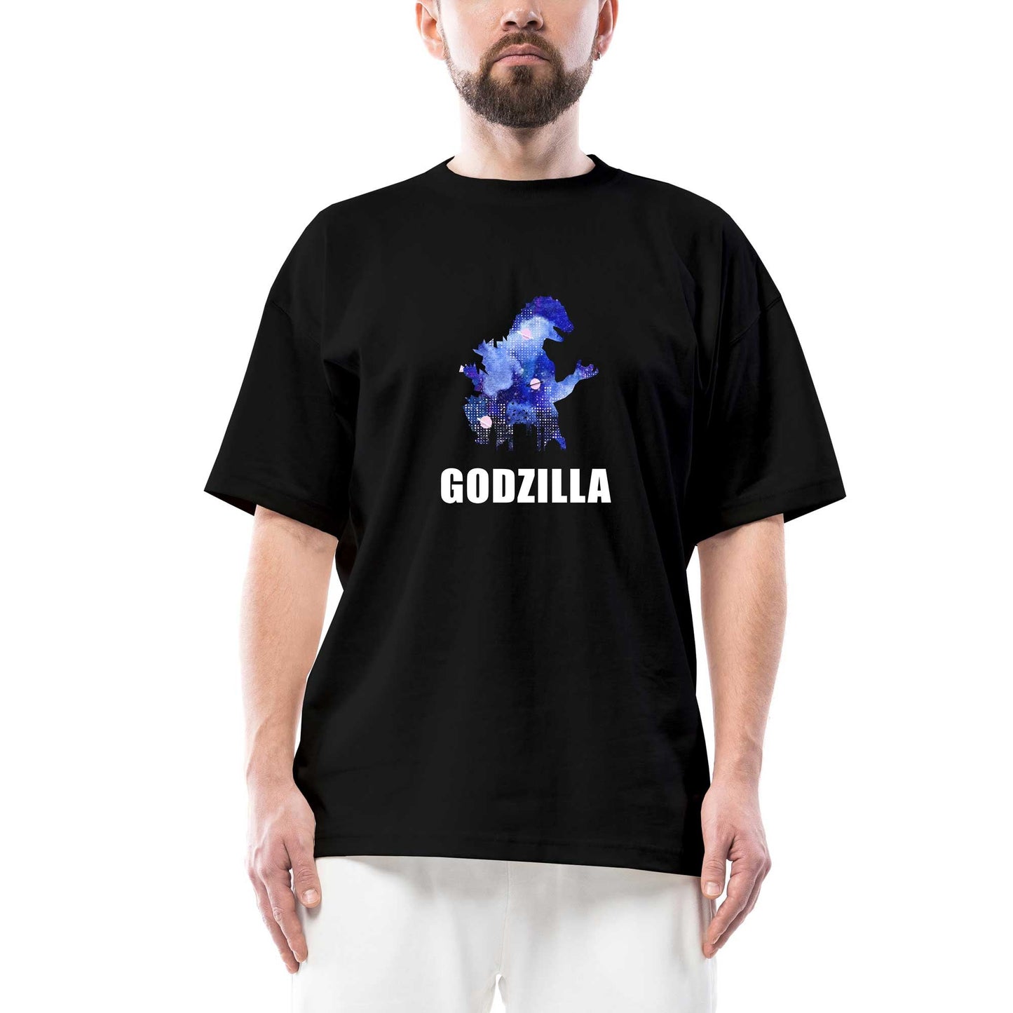 Godzilla in City Oversize Siyah Tişört