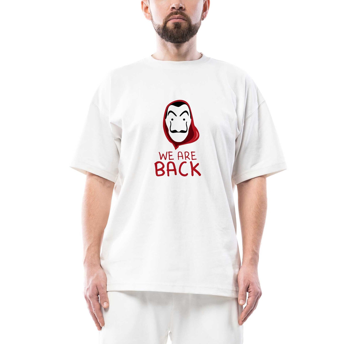 La Casa de Papel We are Back Oversize Beyaz Tişört