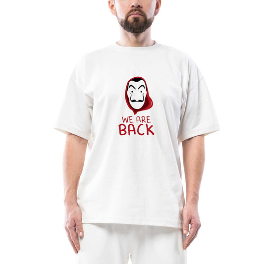 La Casa de Papel We are Back Oversize Beyaz Tişört