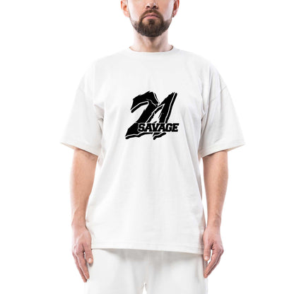 21 Savage Oversize Beyaz Tişört