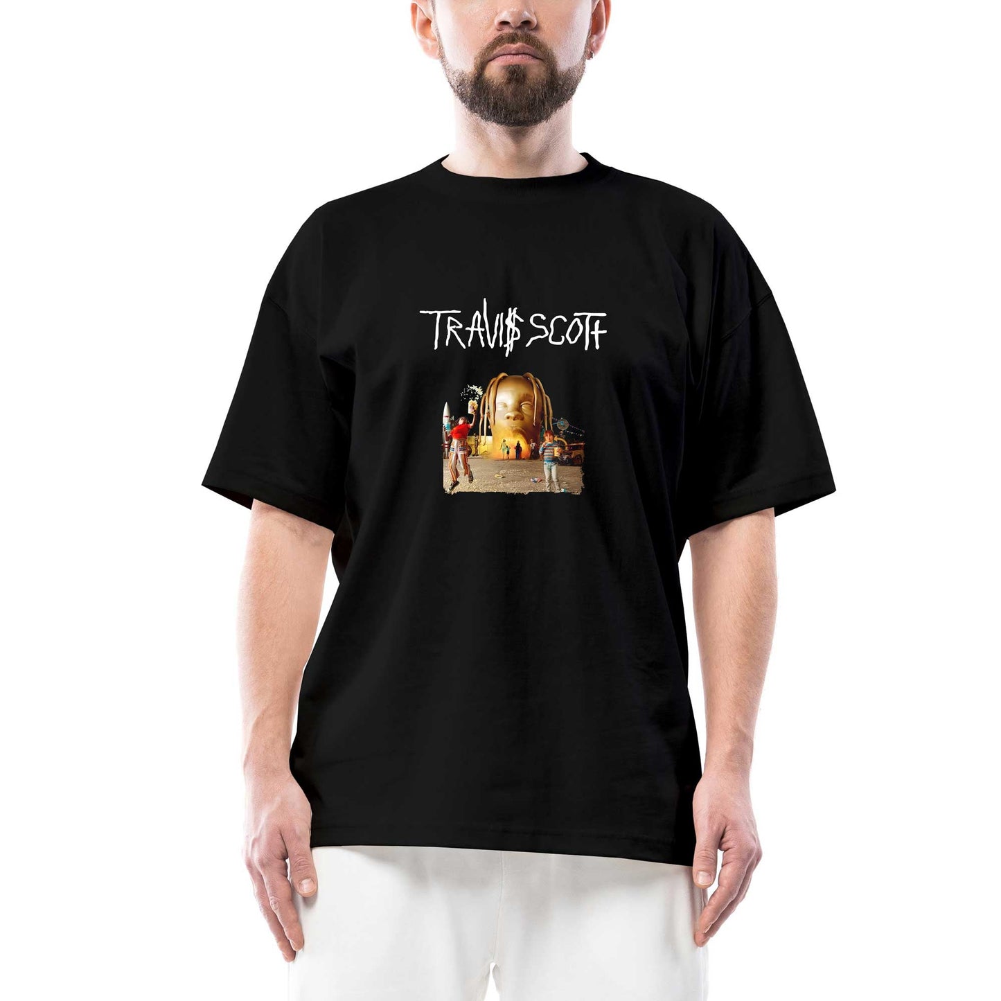 Travis Scott Oversize Siyah Tişört