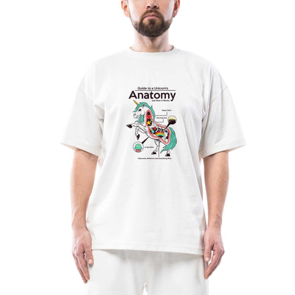 Unicorn Anatomy Oversize Beyaz Tişört