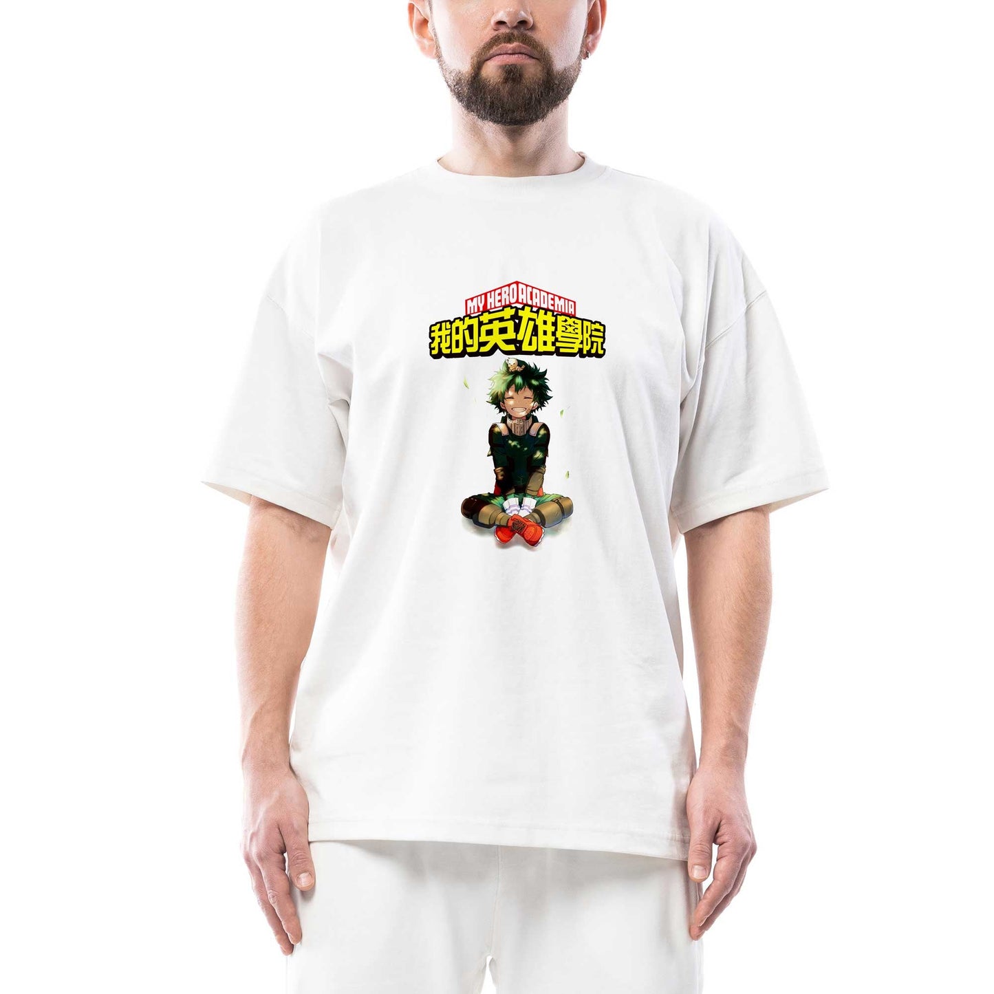 My Hero Academia Izuku Midoriya Oversize Beyaz Tişört