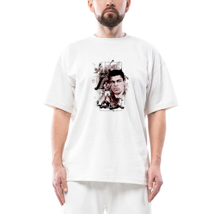 Muhammed Ali in Hearth Oversize Beyaz Tişört