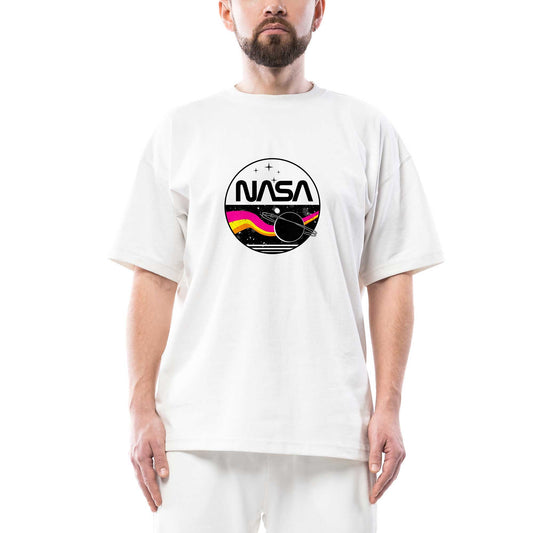 Nasa Retro Oversize Beyaz Tişört