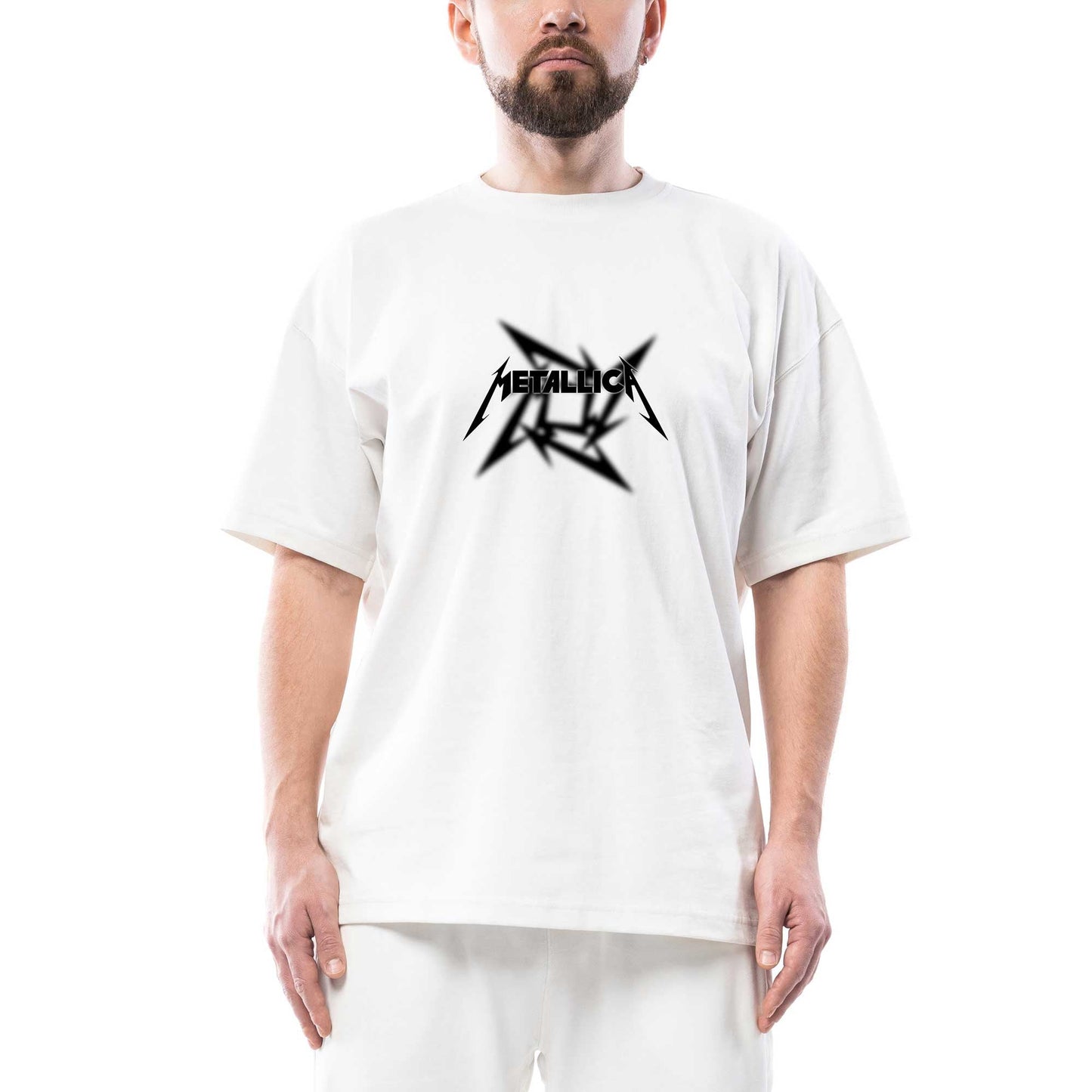 Metallica Blade Logo Oversize Beyaz Tişört
