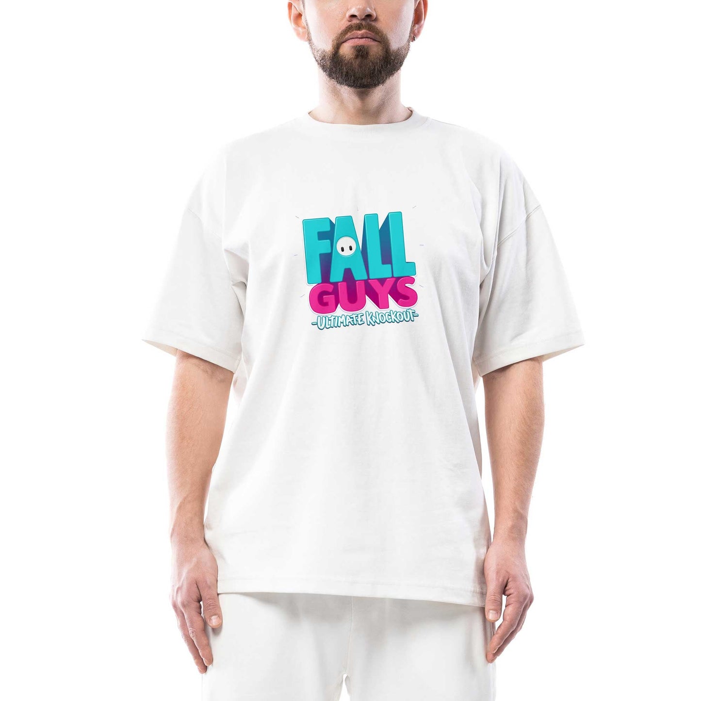 Fall Guys Oversize Beyaz Tişört