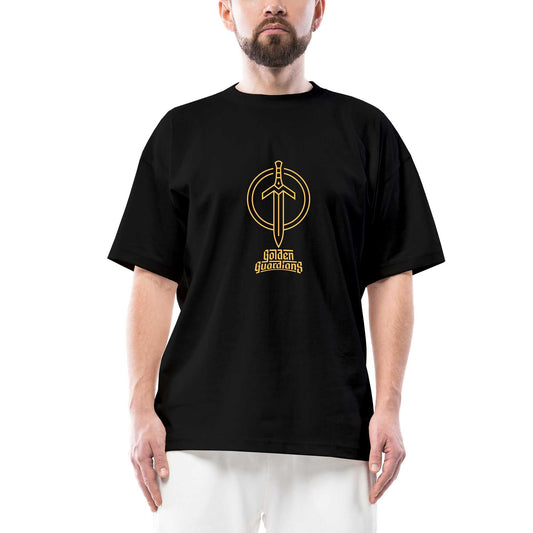 Golden Guardians Oversize Siyah Tişört