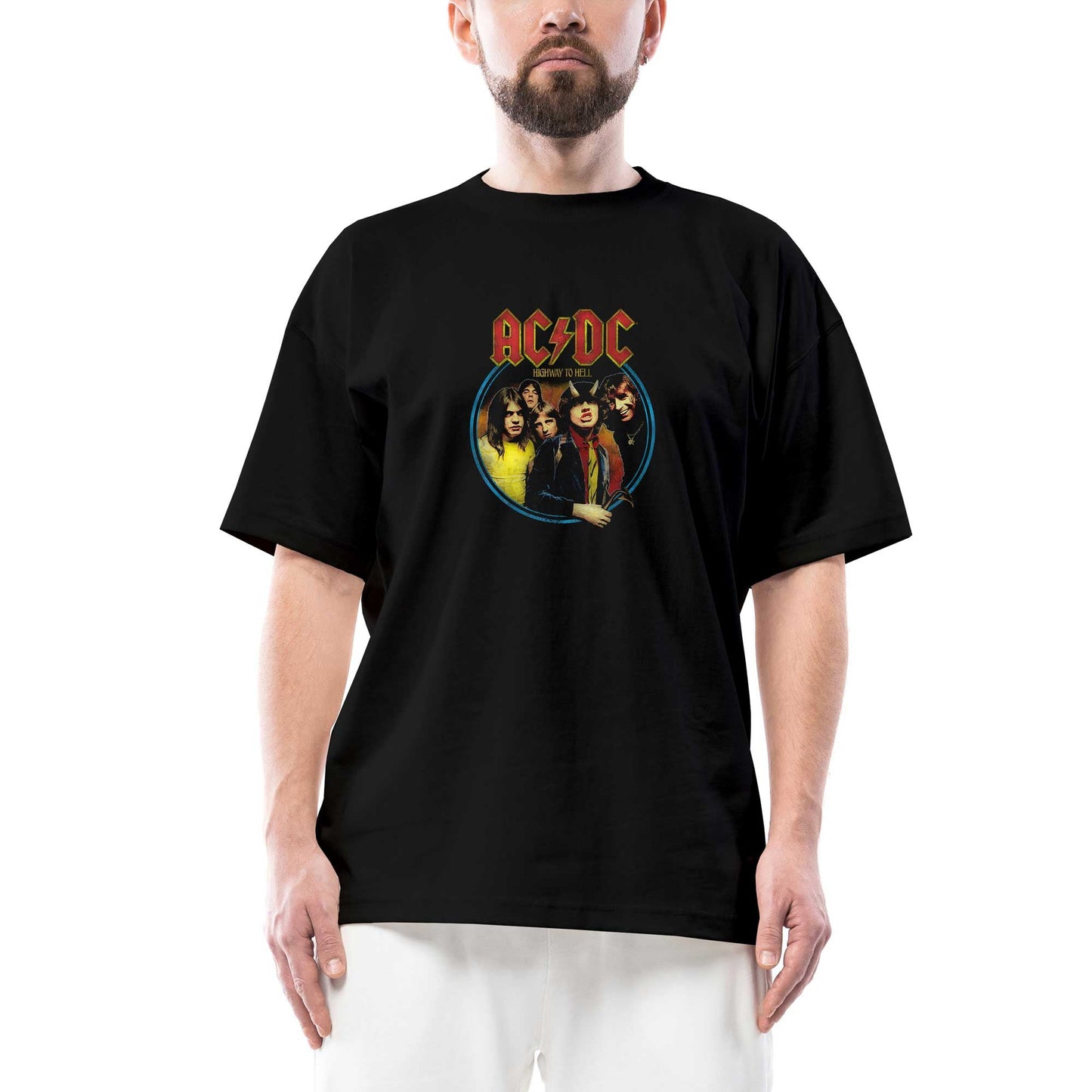 AC DC Highway to Hell Oversize Siyah Tişört