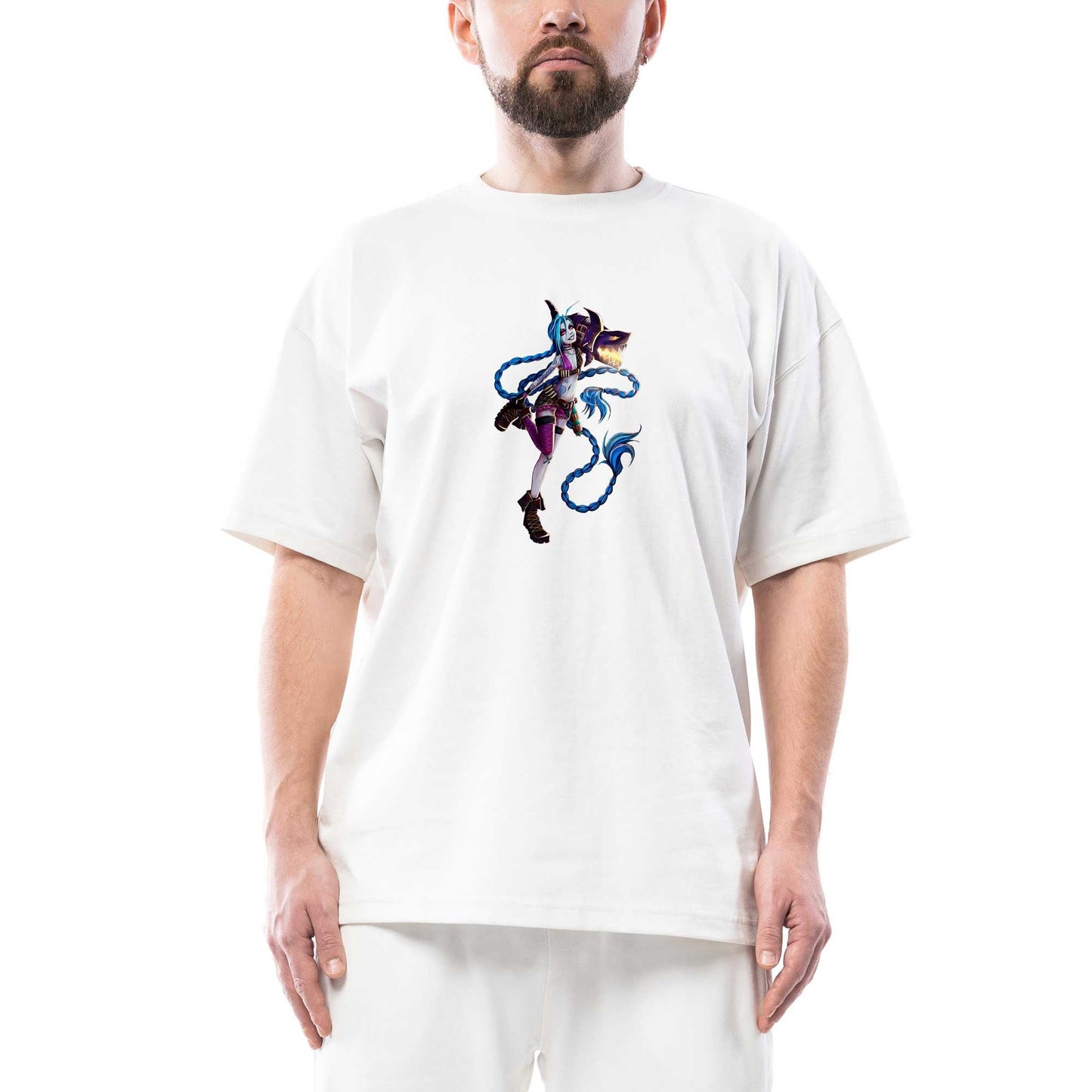 Jinx Crazy Oversize Beyaz Tişört