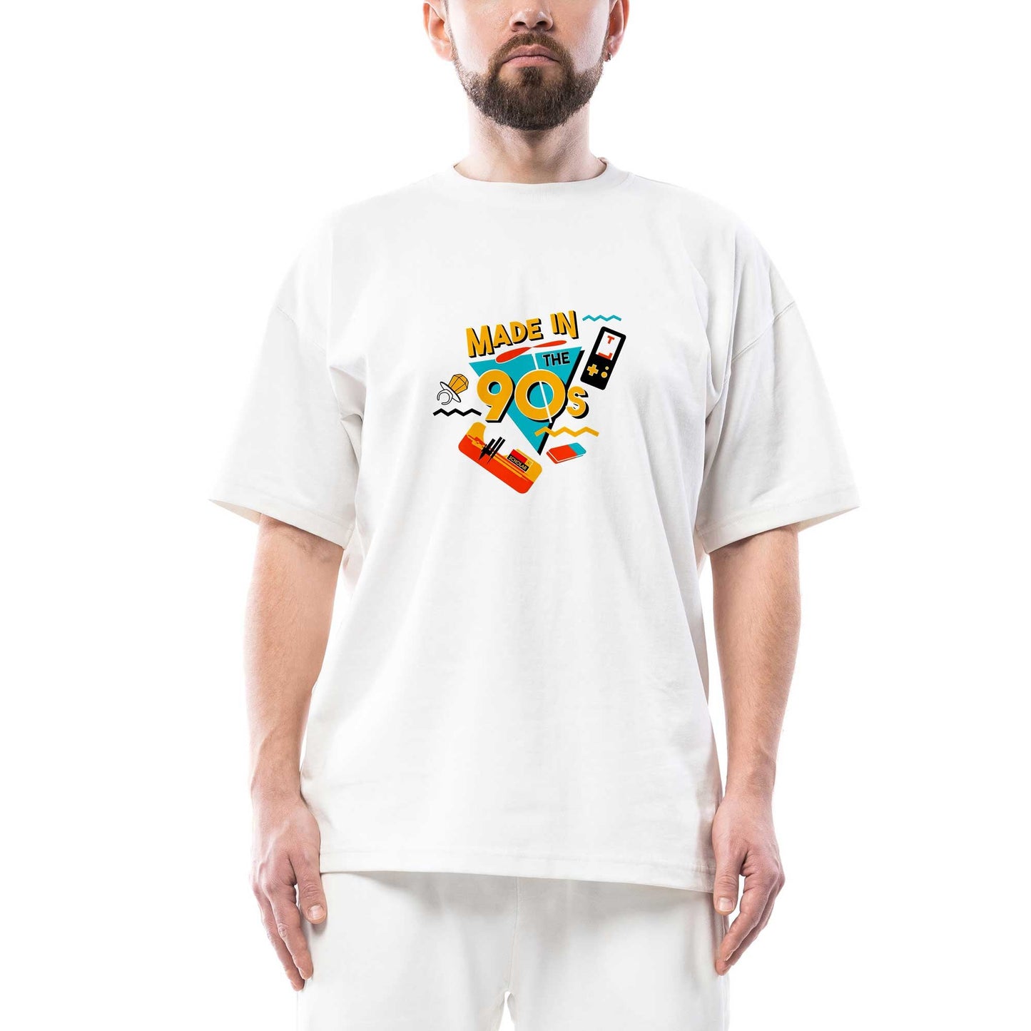90lar Nostalji Oversize Beyaz Tişört