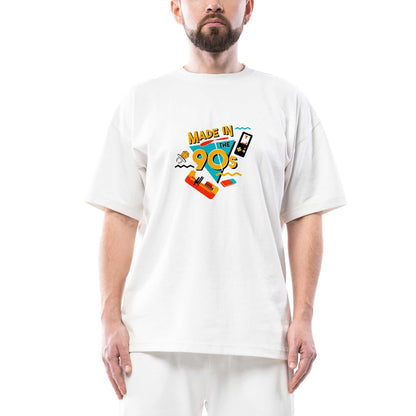 90lar Nostalji Oversize Beyaz Tişört