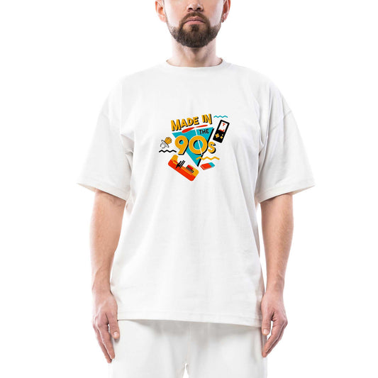 90lar Nostalji Oversize Beyaz Tişört