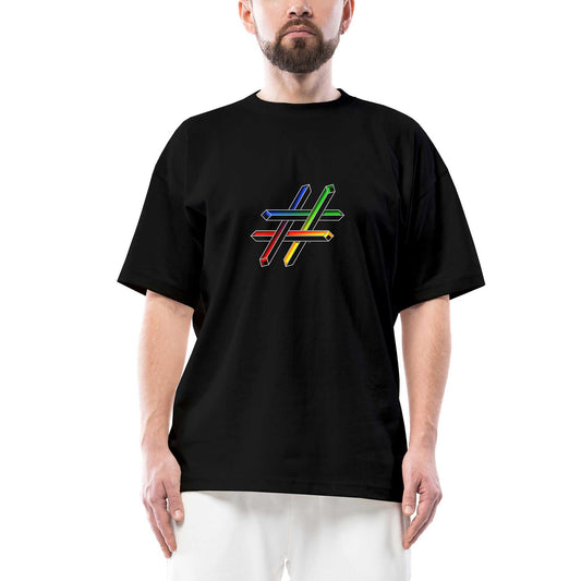 Hashtag Oversize Siyah Tişört