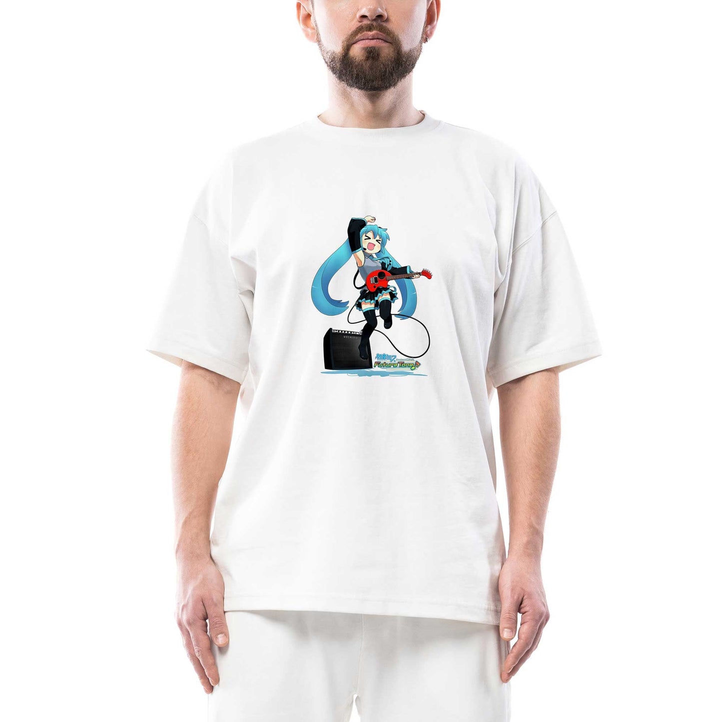 Future Tone Hatsune Miku Oversize Beyaz Tişört