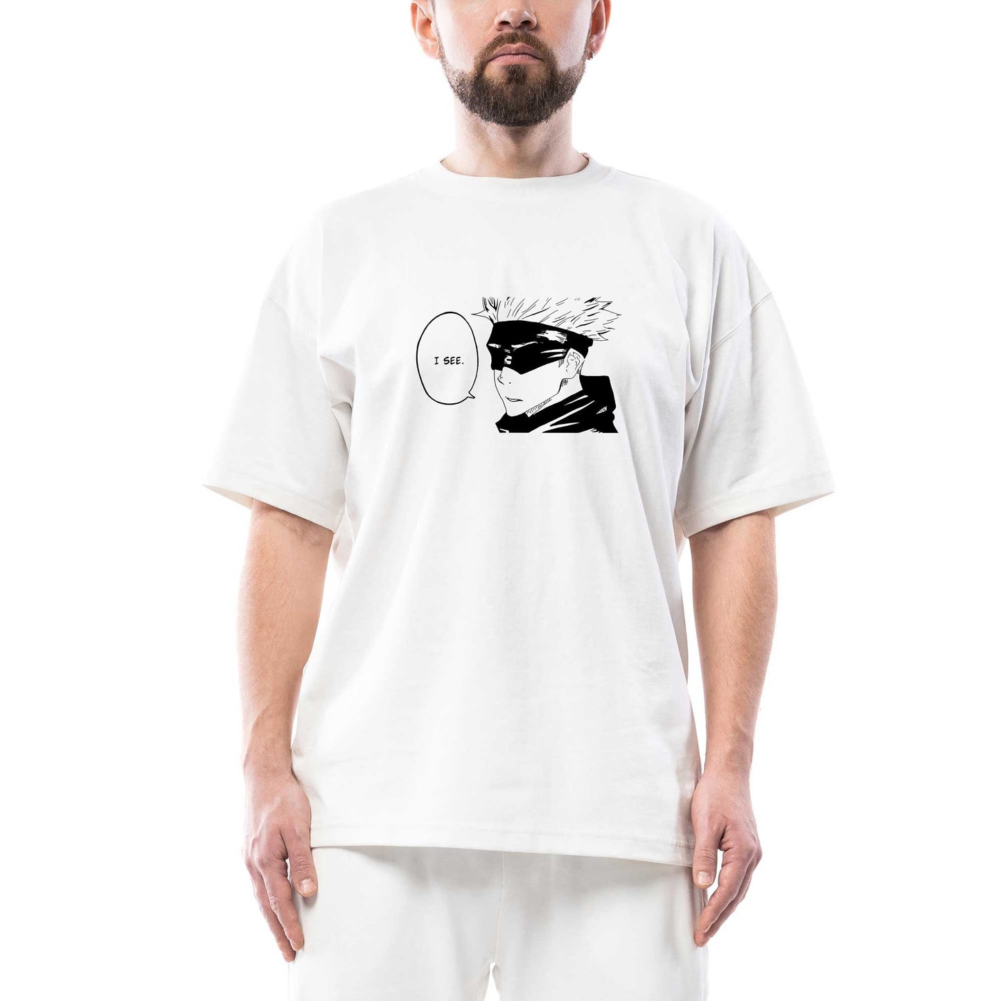 Gojou Satoru I See Oversize Beyaz Tişört